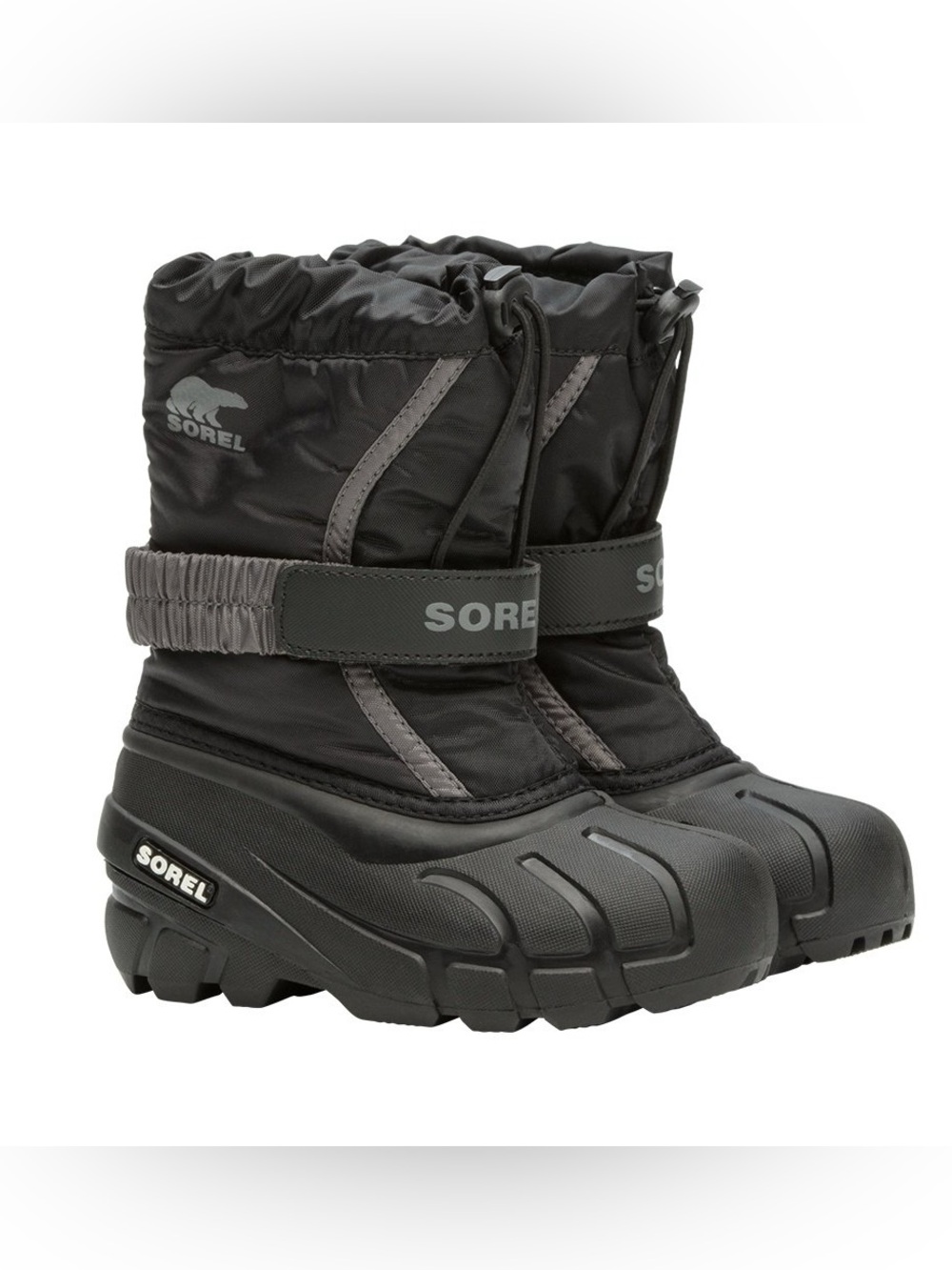 SOREL Flurry Winter Boot (kids) in Black/City Grey size 3 Waterproof Insulated